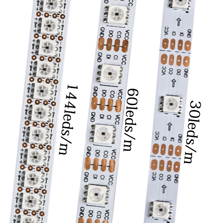 10mm 12mm Programmable Flexible Strip Light RGB DC5V Customized Addressable LED Strips